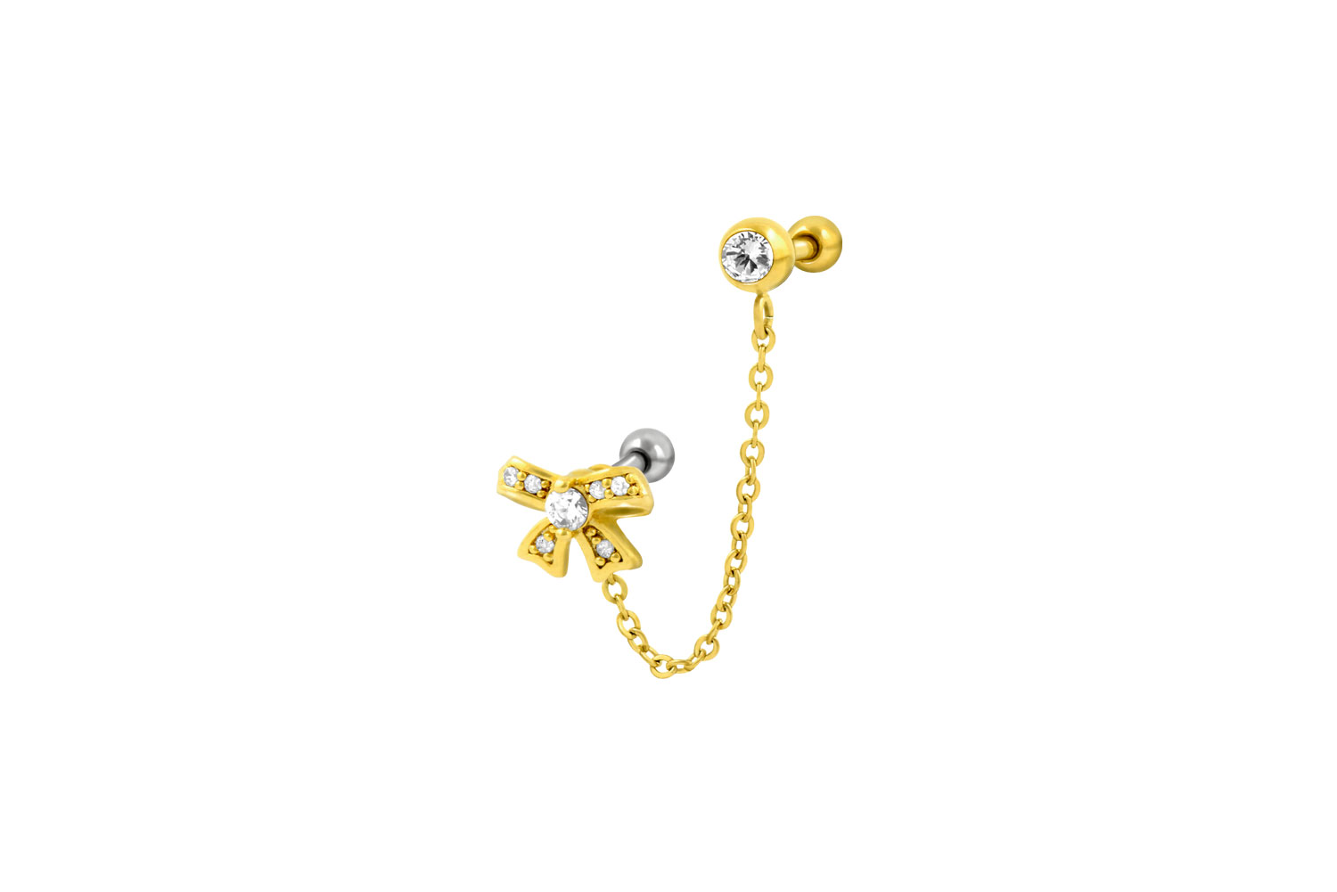 Chirurgenstahl Ohrpiercing mit Kette und Brass-Design SCHLEIFE ++SALE++